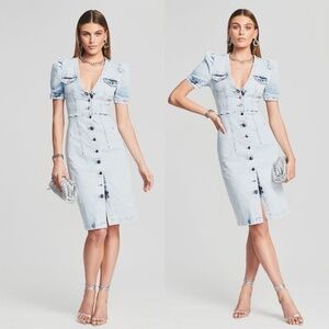 Retrofete Light Blue Denim Midi Dress Small